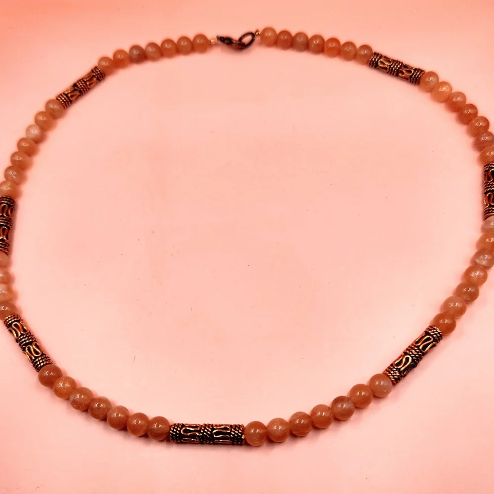 Sunstone and Copper Beaded Necklace - Picture 2 of 6